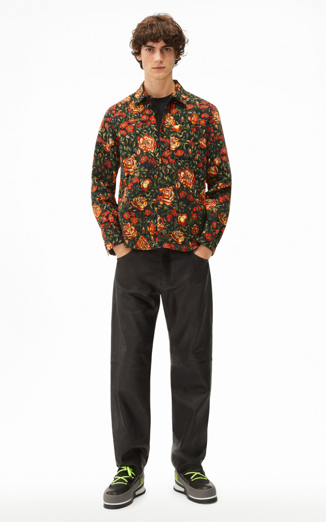 Chemise Kenzo Homme Botanical Rose quilted Rouge URAGO-4789